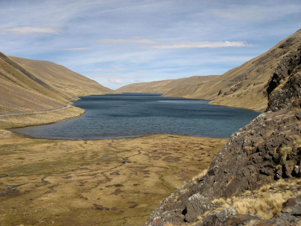 Picture of a a glacier-fed reservoir, hidden deep in the mountains, that El Alto residents envision may solve their water needs.