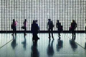 Photo of people walking in gallery of Museo De La Memoria Y Los Derechos Humanos, Chile